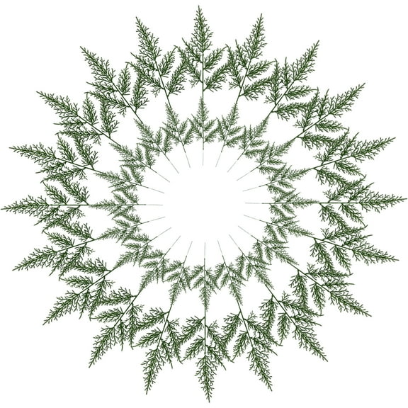 40 Pcs Christmas Artificial Pine Branches Faux Cedar Picks Floral Sprays Glitter Greenery Stems Pine Needles Twig for Xmas Vase Filler Home Garland DIY Wreath Decoration (12 x 5inch, Green)