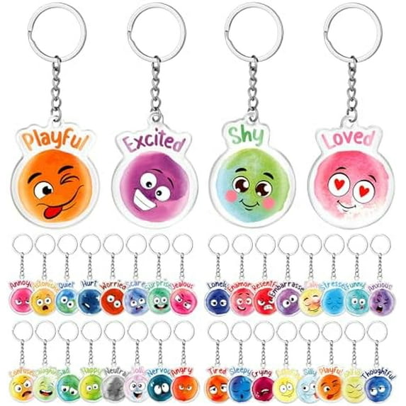 40 Pcs Christmas Face Emotion Feelings Keychains Funny Mood Incentive ...