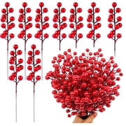 40 Pcs Christmas Tree Decorations,Christmas Artificial Red Berry Stems,8.66inch Berry Picks Holly Berries Branches for Christmas Tree Decorations DIY Crafts Xmas Ornaments Wedding Holiday Home Decor