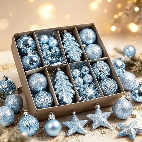 40 Pcs Christmas Tree Decorations Electroplated Plastic Hanging Pendant Multiple Styles Of Christmas Ornaments Shatterproof Christmas Decoration Indoor