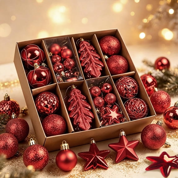 40 Pcs Christmas Tree Decorations Electroplated Plastic Hanging Pendant Multiple Styles Of Christmas Ornaments Shatterproof Christmas Decoration Indoor