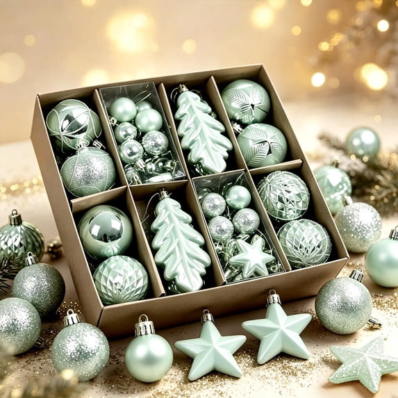 40 Pcs Christmas Tree Decorations Electroplated Plastic Hanging Pendant Multiple Styles Of Christmas Ornaments Shatterproof Christmas Decoration Indoor