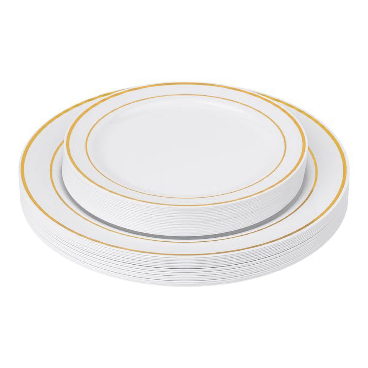 Stock Your Home 400 Count Premium White Plastic Plates, 6 inch White Disposable Wedding Cake Plates, Heavy Duty Plastic Dessert Plates, Cocktail