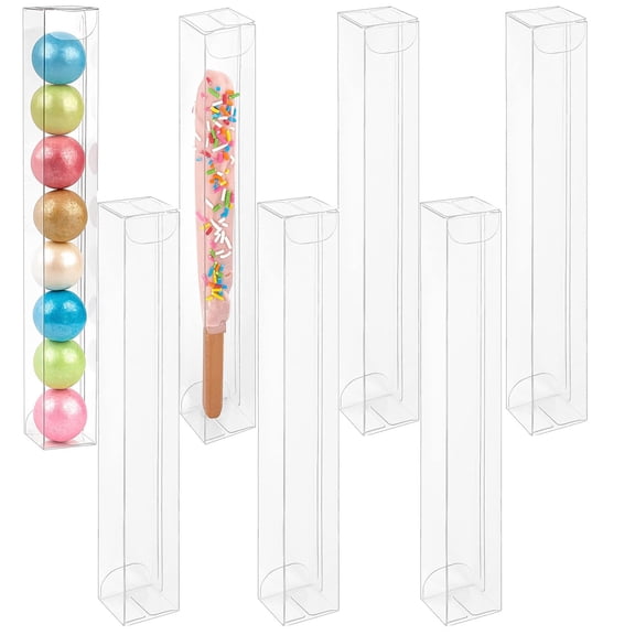 40 Pcs Clear Pretzel Rod Boxes,Happon 1x1x8 Inches Individual Packaing Gumball Tubes,Clear Gumball Box for 8,Transparent Candy Party Favors Boxes for Wedding, Baby Shower
