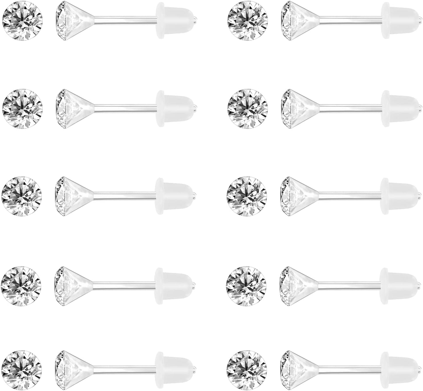 UMEHOME 40 Pcs Colorful Earrings Cubic Zirconia Earrings Studs Hypoallergenic With Plastic Post For Women Multipack[Z3895]