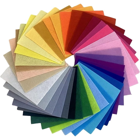 40 Pcs Coloured Felt Fabric Sheets, Crafts Assorted Coloured Feel Sewing Polyester Felt Sheets, Bundle Soft Thick Rainbow Felt Sheets for DIY Craftwork Sewing Patchwork(15 x 15 cm)