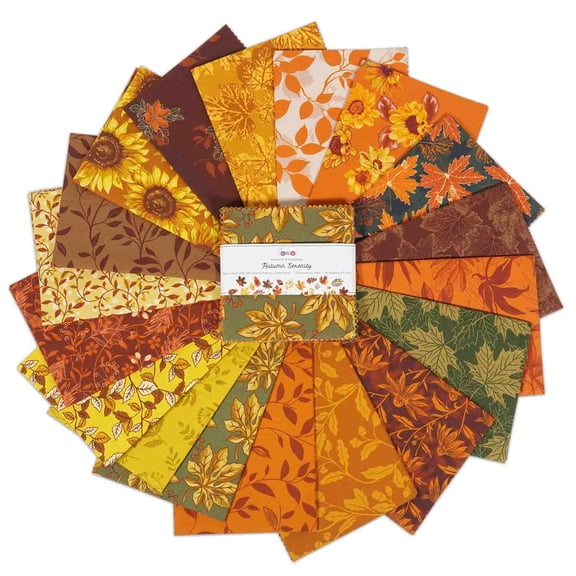 40 Pcs Cotton Bundles Charm Packs for Quilting, Fat Quarter Layer Cakes, Fabric Scraps for Crafts, Precuts Quilt Squares 5 x 5 inches, DIY Fabric Bundle Squares - Autumn Serenity
