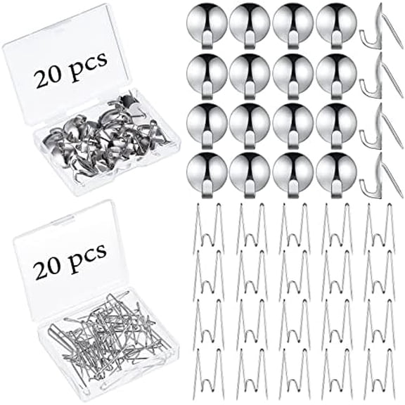 40 Pcs Cubicle Hooks for Fabric Wall, Cubicle Picture Hangers, Fabric Panel Wall Push Pin Hooks Wire Clips Metal Coat Hanger for 20 Lbs Office Kitchen Home Hanging Key Accessories$$Office