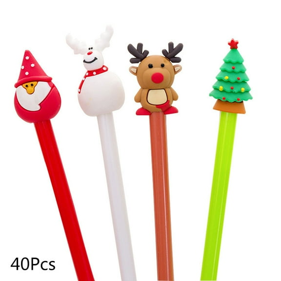 40 Pcs Cute Black Gel Pen Refillable Gel Pen Set 0.5mm Needle Nib Funny Writing Set Christams New Year Party Supplies