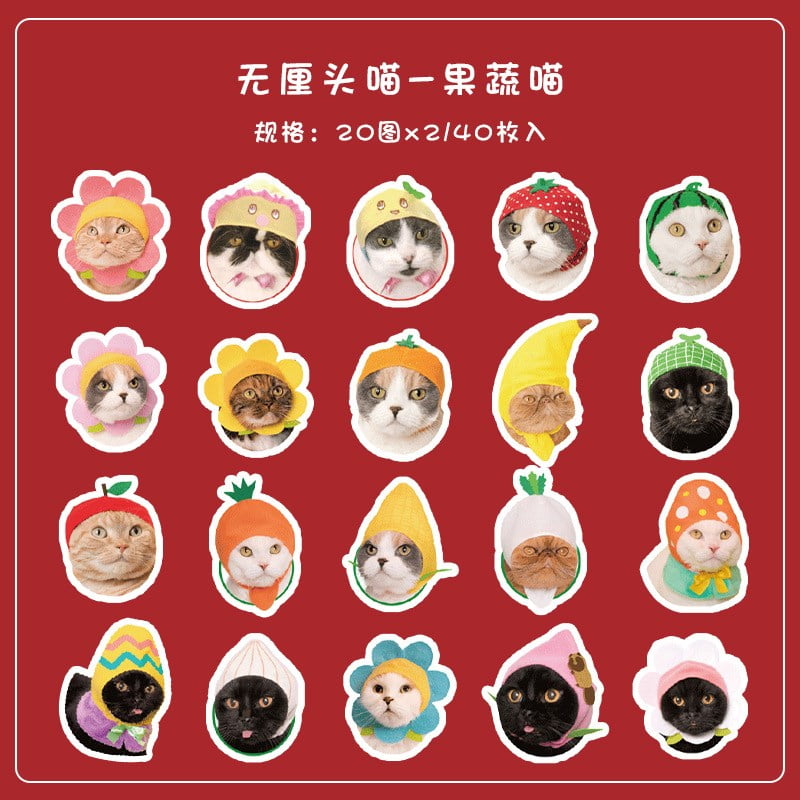 40 Pcs Cute Cat Stickers Kawaii Kitty Sticker Waterproof Cats Vinyl