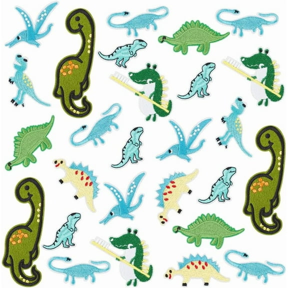 40 Pcs Dinosaur Iron on Patches Dinosaur Embroidered Sew on Patches Dinosaur Embroidered Patches for Bags Jackets Jeans Clothes Colorful