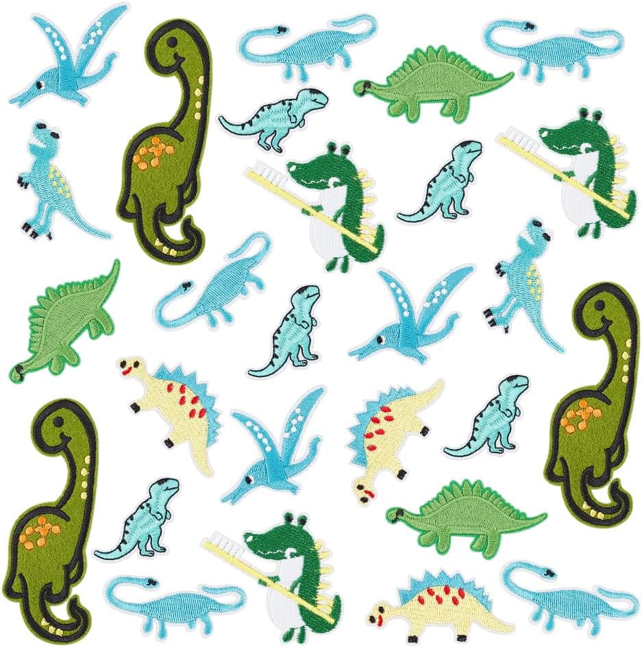 Set Of 3 Triceratops Iron-On Embroidered Patches, Cartoon Dinosaur Appliqués For Clothing And Backpack Decoration - Foto 6