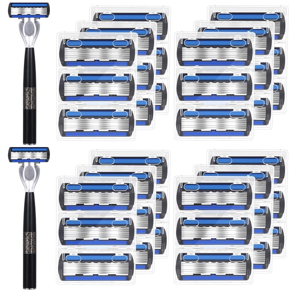 40 Pcs Disposable Men's Razors Set 6-blade Sensitive Skin Refillable Razor Kit for a Comfortable Shave, 2 Handles and 38 Cartridges