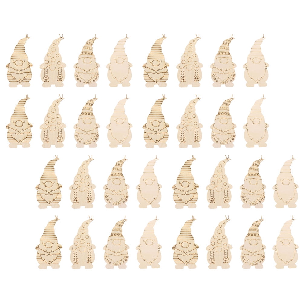40 Pcs Dwarf Pendant Chips Wood Gnome Cutouts Unfinished Wooden Slice