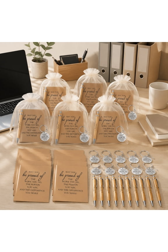 40 Pcs Employee Appreciation Gifts, Inspirational Office Gift Sets With Pens, Pocket Notebooks, Keychains & Tote Bags, Ideal for Team Building, Nurses, Teachers & Colleagues