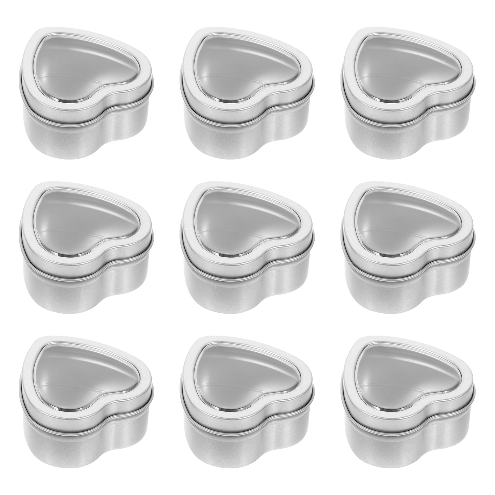 40 Pcs Empty Heart Shaped Candle Jar Metal Container with Lid Candies