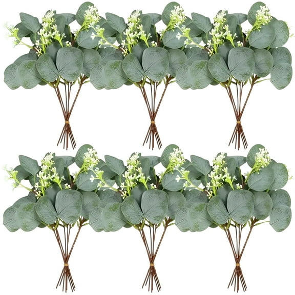 40 Pcs Faux Eucalyptus Stems, Artificial Green Eucalyptus Leaves for Home and Office Decor, 12.5 in High, Perfect for Wedding and Table Decorations