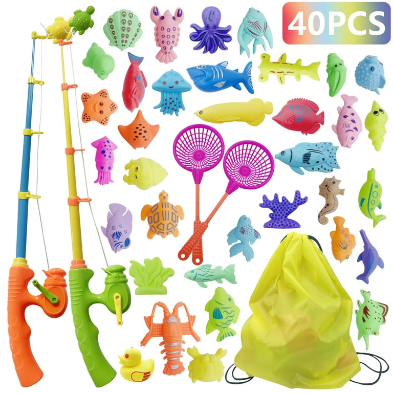 Magnetic Fishing Toys, 40pcs Kids Fishing Game Set with Rod and