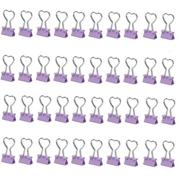 40 Pcs Foldback Clips Heart Shape Binder Clips Writing Paper Clips Bill Clips Stationary Clips Money Paper Clamps