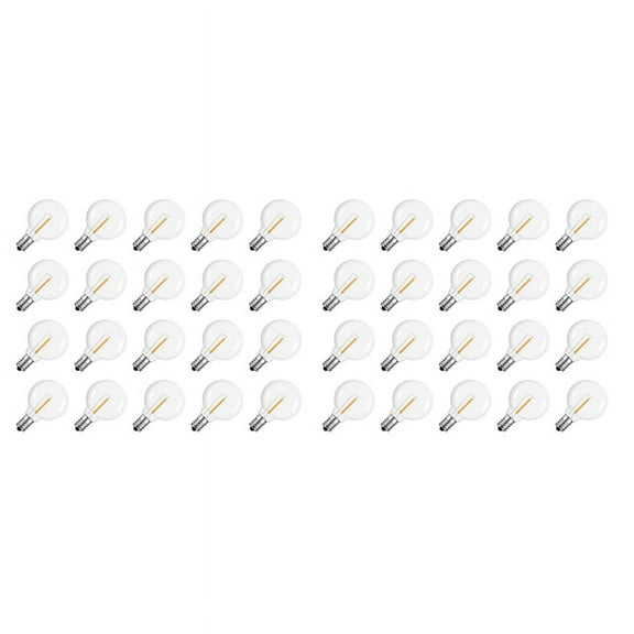 40 Pcs G40 LED Replacement Light Bulbs E12 Screw Base Shatterproof Globe for Solar String Lights Warm