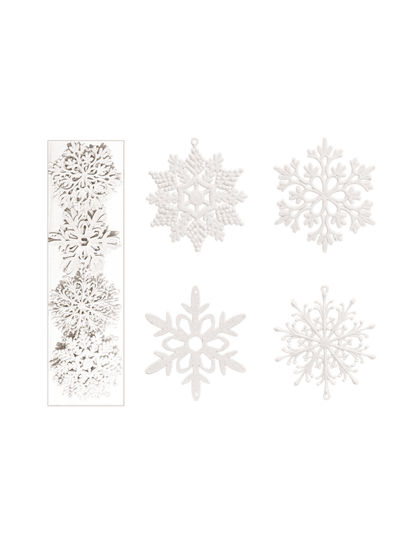 40 Pcs Glitter Snowflake Ornaments, Plastic Snowflake Christmas Hanging Decor for Xmas Tree Decor