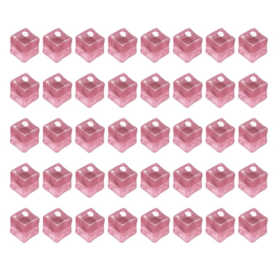 40 Pcs Glow in the Dark Ice Cube Ornaments, Plastic Light-Up Cubes for Party Decorations Vase Fillers and Tabletop Display (Light pink)
