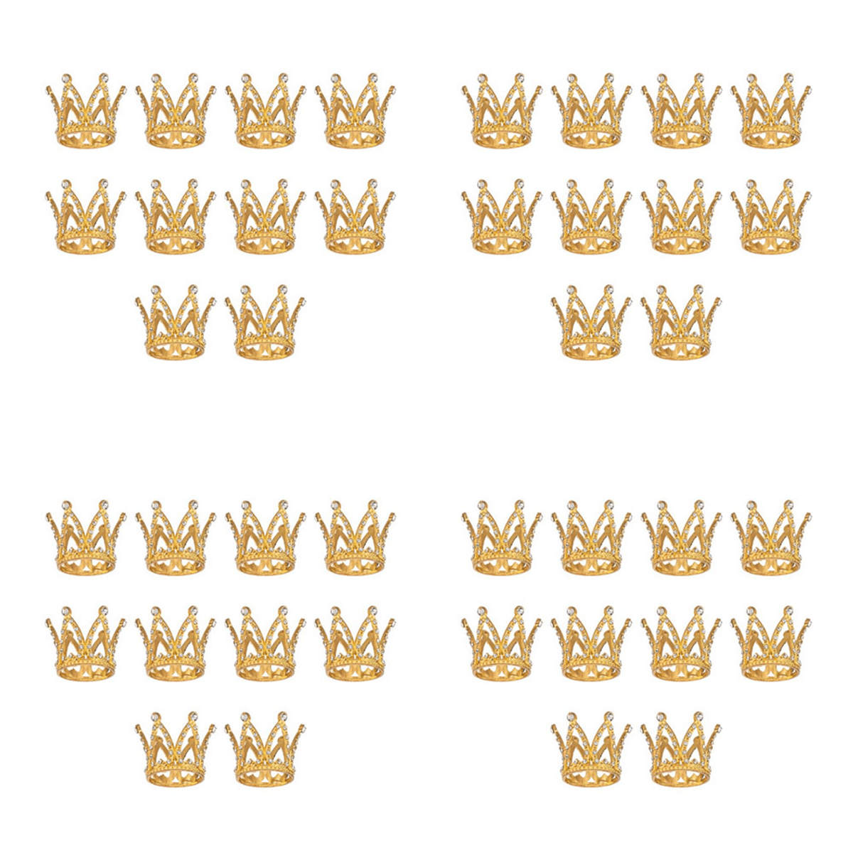 40 Pcs Gold Cake Topper Tiny Baby Small Rhinestone Crown for Flower ...
