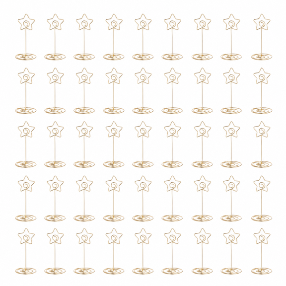 40 Pcs Gold Metal Place Card Holders, Star Shape Table Number Stands with Swirl Base for Wedding Party Decor, Photo Menu Display, Sturdy Card Clips for Table Settings Events