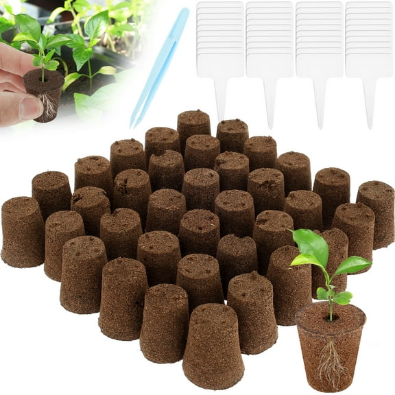 40 Pcs Grow Sponges for Hydroponics Water Absorbent Seed Starter Sponges with 40pcs Plant Labels and a Tweezers for Hydroponic Growth System