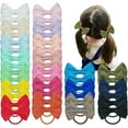 thumbnail image 1 of 40 Pcs Hair Bow Bobbles for Girls Hair Ties Pontial Bows Hair Bands with Cotton Blend Bows 3 Inches, Hair Elastics for Girls, Toddlers, 1 of 5