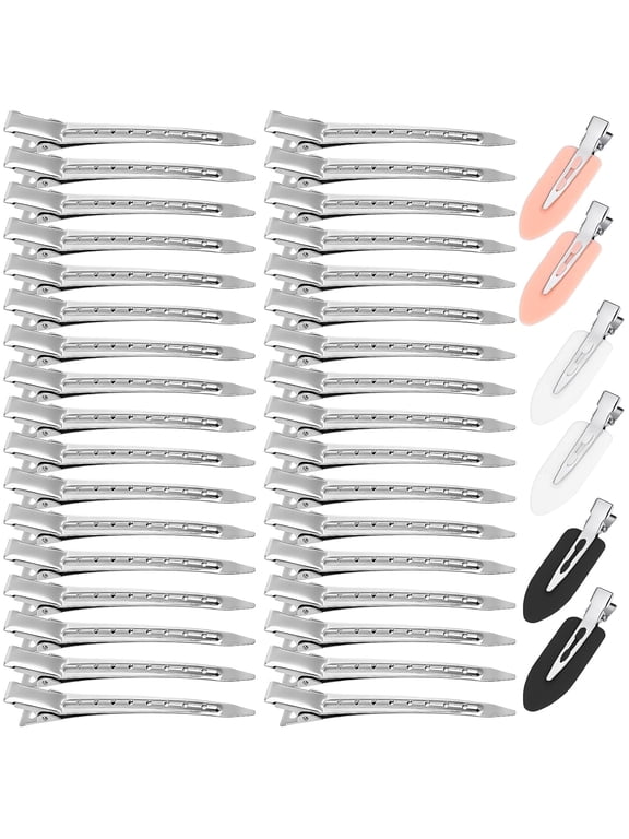 40 Pcs Hair Clips Women Styling, Alligator Metal Hair Clips, Hair Pin Curl Rollers Clips, 34 Pcs 3.5"Duckbill Sectioning Hair Clips and 6 Pcs 2.3"No Crease Clips