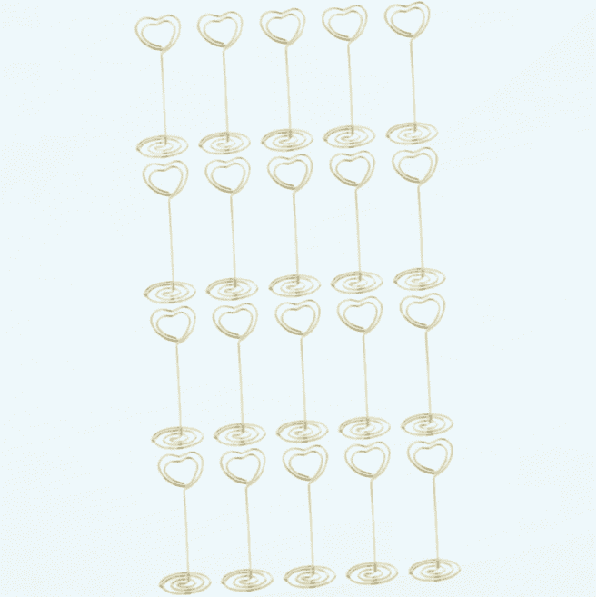 40 Pcs Heart Tag Holder Table Card Holder Wedding Picture Frame Metal