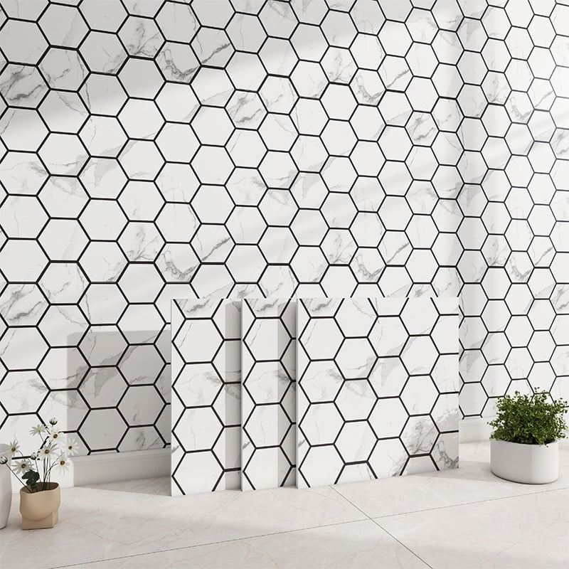 40 Pcs Hexagon Non-Slip Floor Sticker for Home Decor, 12" x 12" Peel and Stick Self-Adhesive Wall Sticker for Living Room Kitchen Bathroom