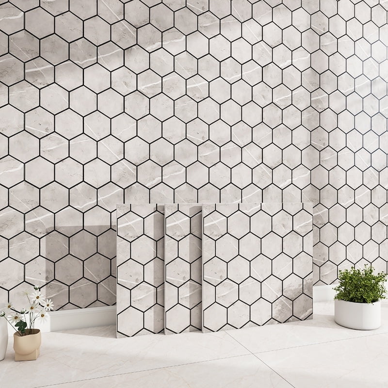 40 Pcs Hexagon Non-Slip Floor Sticker for Home Decor, 12" x 12" Peel and Stick Self-Adhesive Wall Sticker for Living Room Kitchen Bathroom