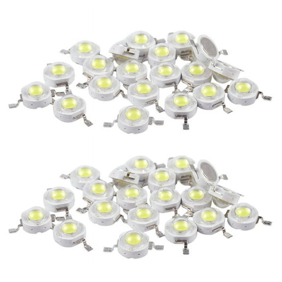 40 Pcs High Power 2 Pin 3W White LED Bead Emitters 170-190Lm 6000K,40 x 3W LED Emitter,White