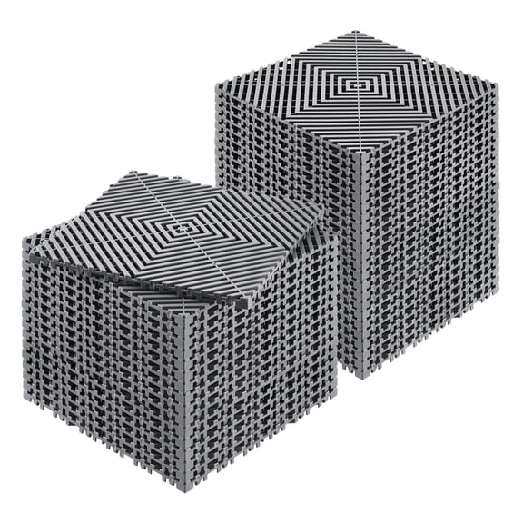 40 Pcs Interlocking Drainage Floor Tiles 12"x12", Non-Slip Gray PP Modular Cushion Extra-Thick 15mm Drainage Mats for Garage Garden Kitchen Shower Pool & Outdoor Wet Areas
