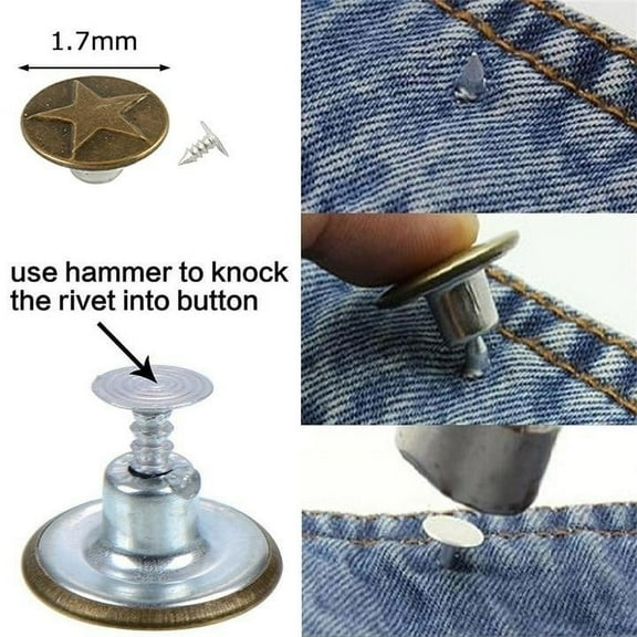 40 Pcs Jeans Button Tack Buttons Metal Replacement Craft Working Kit (40pcs/box )