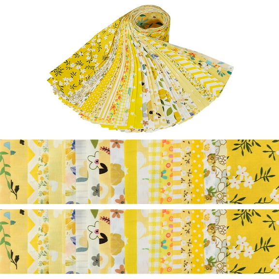 40 Pcs Jelly Roll Fabric Strips for Quilting Fabric, Sewing Supplies & DIY Crafts-2.6 Inch Precut Cotton Fabric Bundles, Perfect for Quilt Projects,Floral Patchwork Yellow