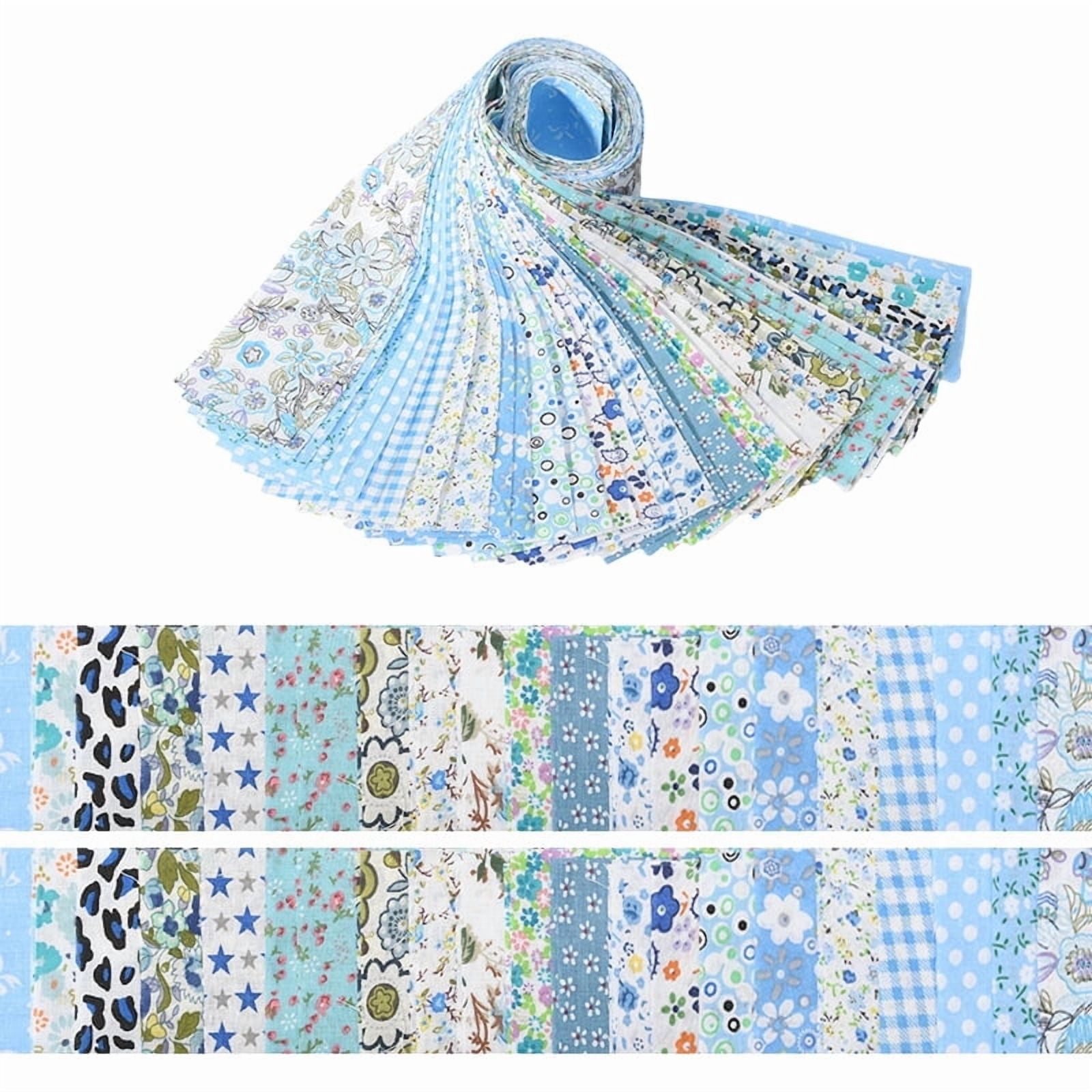 40 Pcs Jelly Roll Fabric Strips for Quilting Fabric, Sewing Supplies & DIY Crafts-2.6 Inch Precut Cotton Fabric Bundles, Perfect for Quilt Projects,Floral Patchwork Blue