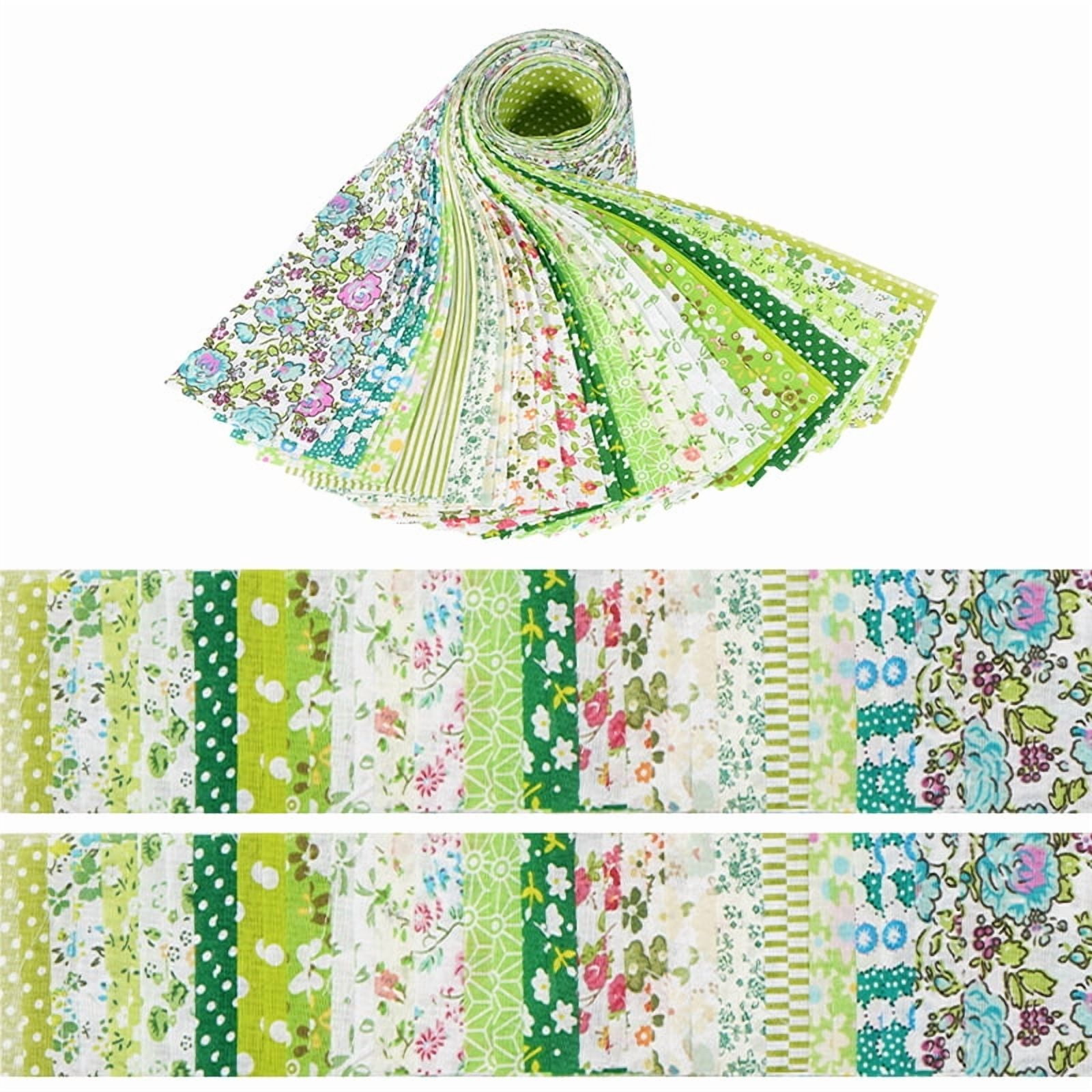 40 Pcs Jelly Roll Fabric Strips for Quilting Sewing-2.6 Inch Precut Cotton Floral Fabric Strips Bundles, Perfect Quilting Fabric for Sewing,DIY Sewing Supplies Grass Green