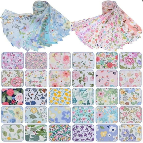 40 Pcs Jelly Roll Fabric Strips for Quilting Sewing-2.6 Inch Precut Cotton Floral Fabric Strips Bundles, Perfect Quilting Fabric for Sewing,DIY Sewing Supplies(Pink/Blue)