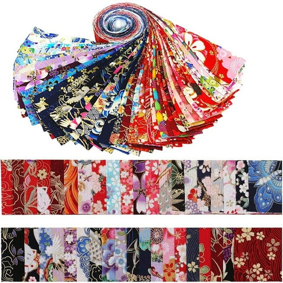 40 Pcs Jelly Roll Fabric Strips for Quilting & Sewing Supplies-2.6 Inch Precut Floral Fabric Strips in Assorted Patterns, Perfect for DIY Crafts, Quilting, Patchwork (Japanese Style Printed Cotton)