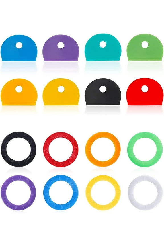 40 Pcs Key Colour Caps, Key Covers, Key Covers Caps, Key Covers Caps Novelty, Key Colour Caps Easy Identifying House Door Keys,Key Cover Square Key Covers(8 Colors)