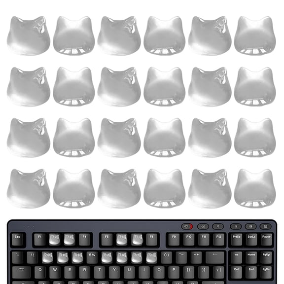 40 Pcs Keyboard Stickers for Long Nails, Transparent Raised Cat Head Typing Protector Covers for Laptop, PC