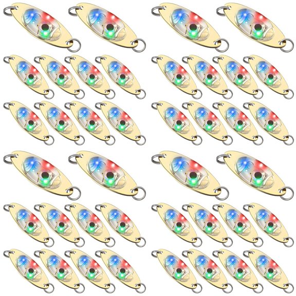 40 Pcs LED Fishing Lures Fishing Spoons Underwater Flasher Halibut Flasher Trolling Deep Drop Fishing Light
