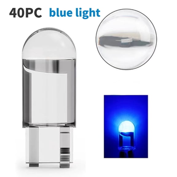 40 Pcs LED License Plate Interior Light Bulb T10 194 168 W5W 2825 6000K, 0.03A,12V,0.36W, Car light bulb for Interior light, dome light, door light, cargo/trunk light, glove box light,Blue