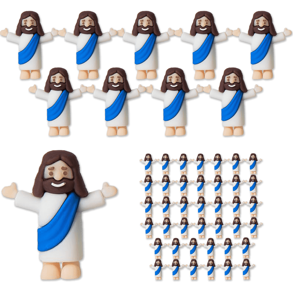40 Pcs Little Jesus Figurine Miniature Jesus Doll Tiny Jesus Figurine to Hide and Seek Classic Religious Gifts Christ Savior Jesus for Sunday Easter Egg Stuffers Baptism Gift(40,Blue)