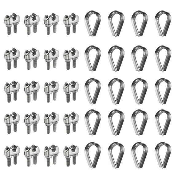 40 Pcs M3 1/8" Wire Rope U-Bolt Cable Clamps Saddle Fastener FOR Wire Rope Rigging Tent Rope Guardrail System