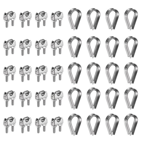 40 Pcs M4 5/32" Wire Rope U-Bolt Cable Clamps Saddle Fastener FOR Wire Rope Rigging Tent Rope Guardrail System