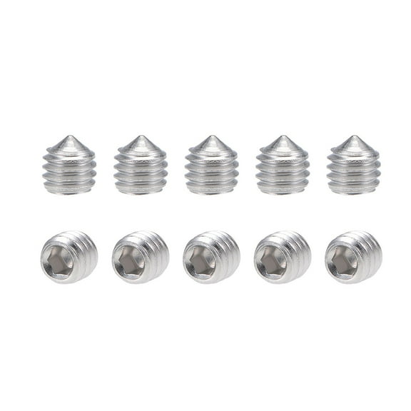 40 Pcs M6x6mm Internal Hex Socket Set Grub Screws Cone Point 304 Stainless Steel Screw